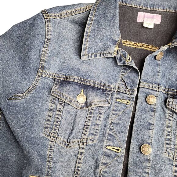 Laura Scott Lightweight Medium Blue Denim Stretchy Jean Jacket - Picture 6 of 12